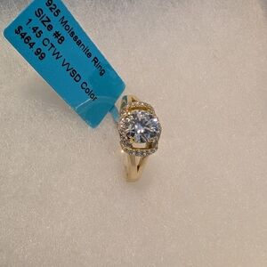 Size 8 Gold Over Sterling Silver Moissanite Ring